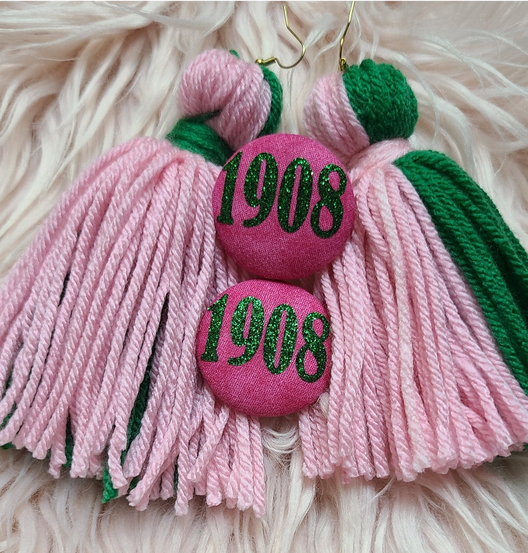 Pink and Green Earrings