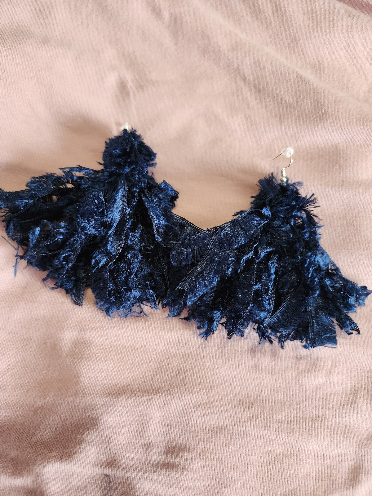 Navy Feather Earrings