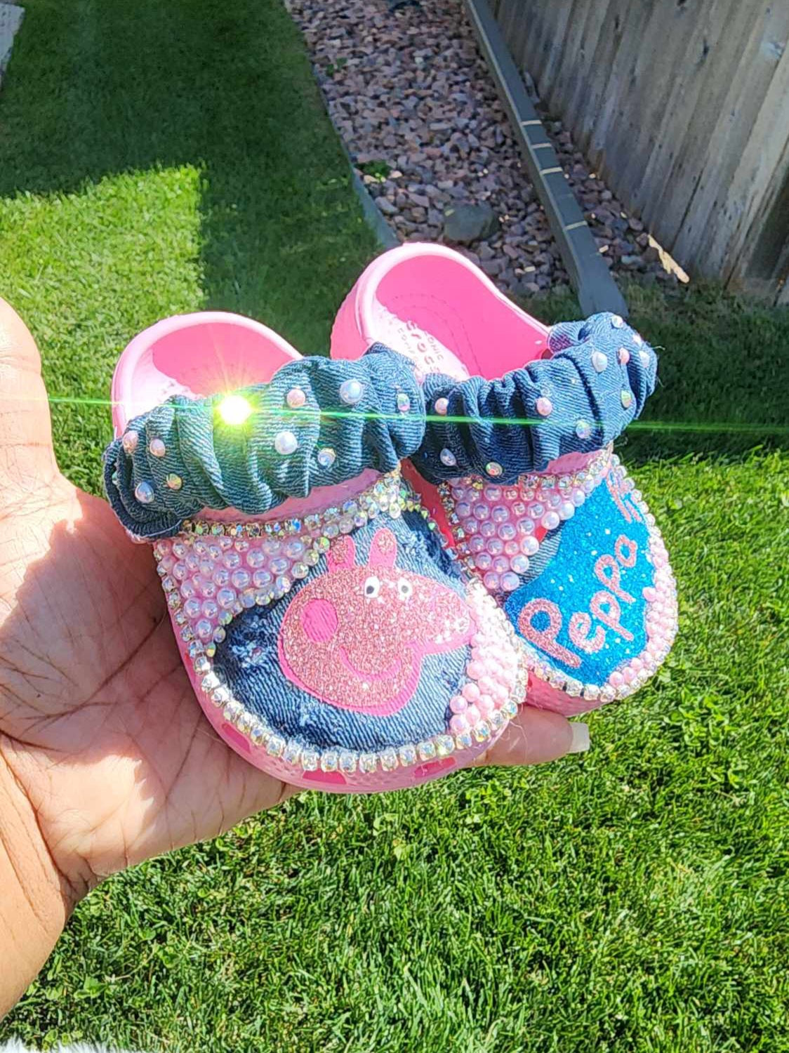 Peppa Pig Crocs size 5 (revamped)