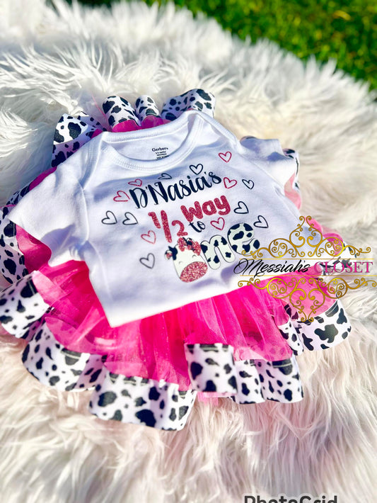 Pink and Cow Print Tutu set