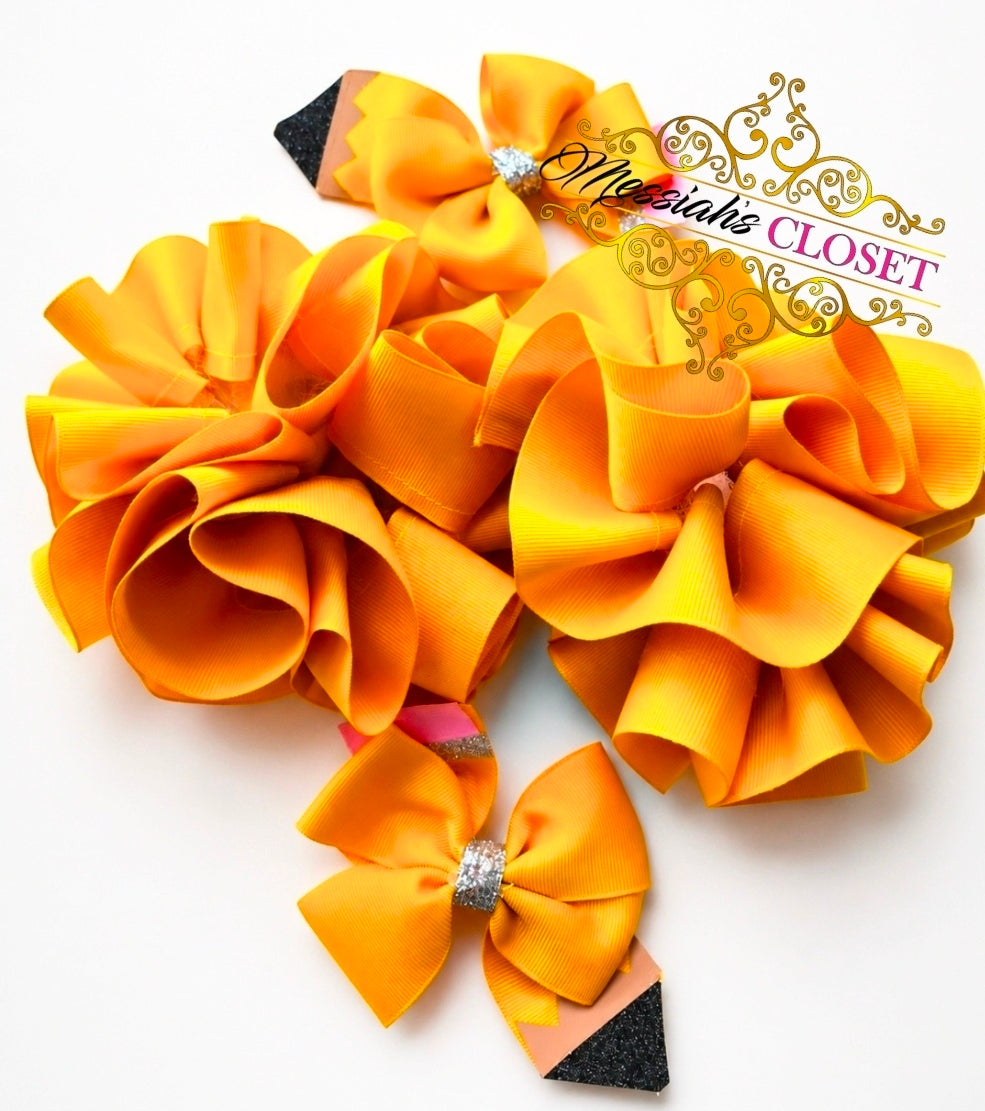 Back to school Pencil hair bows set